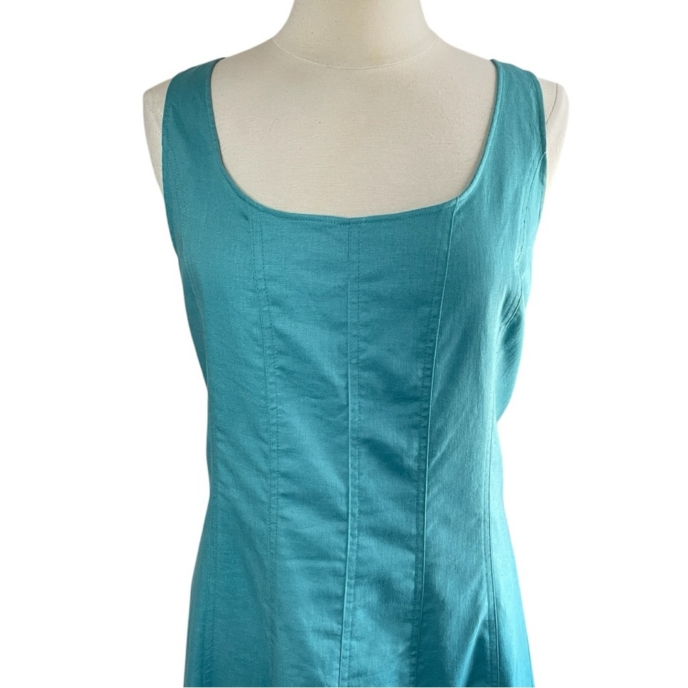 ❌SOLD❌BANANA REPUBLIC Linen Blend Midi Dress in Aquamarine, Size 18 - Picture 3 of 12